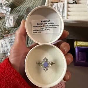 Lavender Fluorite and Quartz Ring